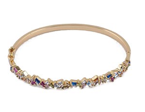 Pulseira bracelete zirconia colorida folheado a ouro 18k semijoia