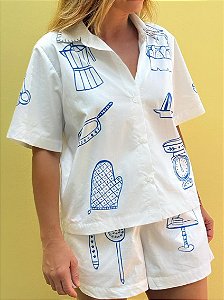 Camisa Manga Curta da Chef Branca