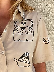 Camisa Manga Curta da Chef Areia