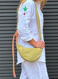 Bolsa Transversal Baguete Verde e Ocre