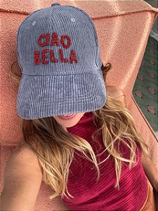 Bone Ciao Bella Veludo Cinza
