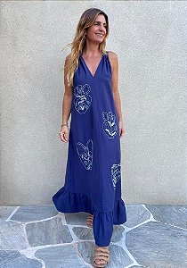 Vestido Beth Vasos Azul