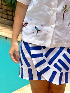 Saia Pareô Azul Listrada