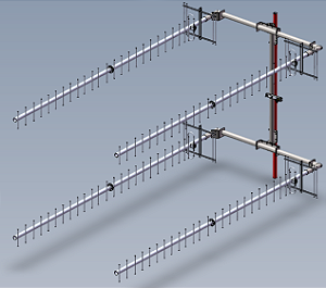 ANTENA YAGI QUADRUPLA 415 - 450 MHz 23 dBi 27 ELEMENTOS 4Y43017-27SG