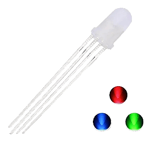 LED 5mm RGB Anodo Comum 4 pinos Difuso Leitoso
