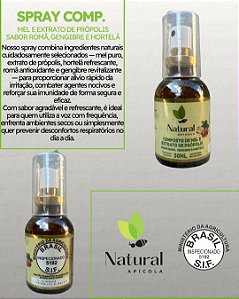 Composto de Mel e Extrato de Própolis, Romã, Gengibre e Hortelã 30 mL – Natural Apícola