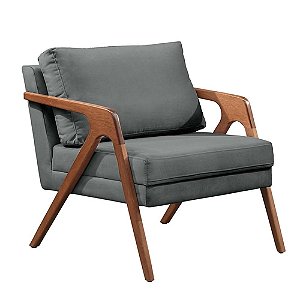 Poltrona Decorativa Mona Luxo Madeira Maciça Tecido Veludo - Gustavo Decor