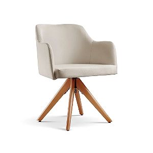 Poltronas Decorativa Giratória Eros Tecido Linho - Gustavo Decor