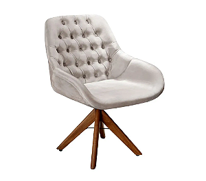 Poltrona Decorativa Giratória Linda Tecido Linho - Gustavo Decor
