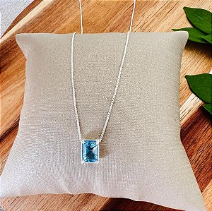 Colar Pingente Azul Quadrado