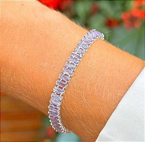 Pulseira Lilás Riviera Baguete/Semijoia