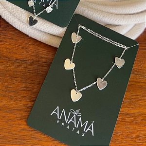 Choker 5 Corações Pendurados