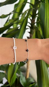 Pulseira 6 Pedras Corações Pretos