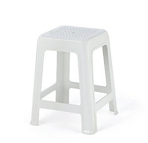 Banqueta Branca Alta Resistente 120kg - Plástico Reforçado