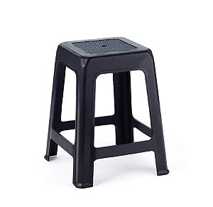 Banqueta Preta Alta Resistente 120kg - Plástico Reforçado