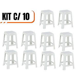 Kit 10 Banquetas Cor Branco - Cozinha, Bar, Jardim, Resistentes