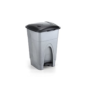 Lixeira Cozinha/Escritório 30L com Pedal Prata/Preto