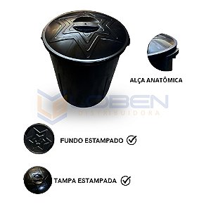 Cesto de Lixo com Tampa 60 Litros Preto