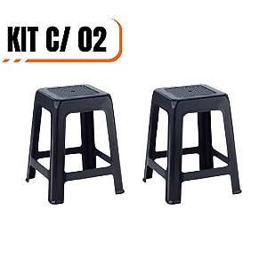 Kit 2 Banquetas De Plastico Preta