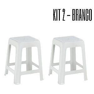 Kit 02 Banquetas Cor Branco - Cozinha, Bar, Jardim, Resistentes