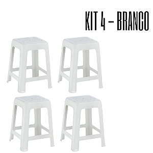 Kit 04 Banquetas Cor Branco - Cozinha, Bar, Jardim, Resistentes
