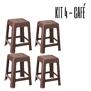 Kit 04 Banquetas Cor Coffee - Cozinha, Bar, Jardim, Resistentes