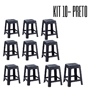 Kit 10 Banquetas Cor Preto - Cozinha, Bar, Jardim, Resistentes