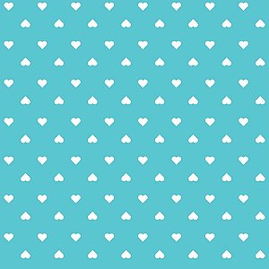 Tecido Tricoline Corações fundo Tiffany  - Peripan - 50 x 150 cm
