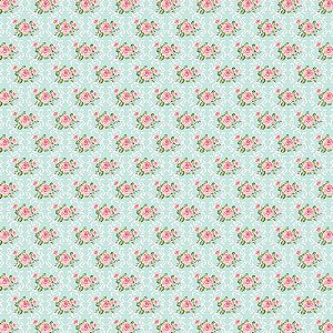 Tecido Tricoline Rosinhas Moldura Damask - Fabricart - 50 x 150 cm