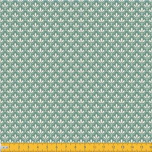 Tecido Tricoline Flor-de-Lis fundo Verde Antigo - Peripan - 50 x 150 cm
