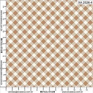 Tecido Tricoline Xadrez Diagonal Bege - Eva e Eva - 50 x 150 cm