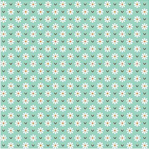 Tecido Tricoline Mini Margaridas Fundo Verde- Peripan - 50 x 150 cm