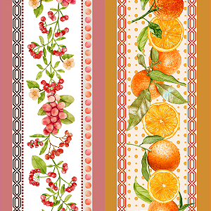 Tecido Tricoline Estampa Digital Barrado Frutas 3 - Peripan - 50 x 150 cm