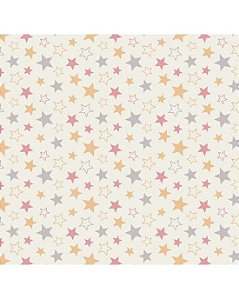 Tecido Tricoline Estrelas Circo Rosa - Tecidos Caldeira - 50 x 150 cm
