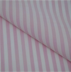 Tecido Tricoline Listrado Fio Tinto - (Listras 5 mm) Rosa Barbie - Tecidos Caldeira - 50 x 150 cm