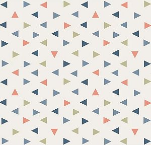 Tecido Tricoline Triângulos Vitória Marinho - Tecidos Caldeira - 50 x 150 cm