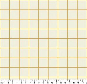 Tecido Tricoline - Grid Natalino Bege e Dourado - Tecidos Caldeira - 50 x 150 cm