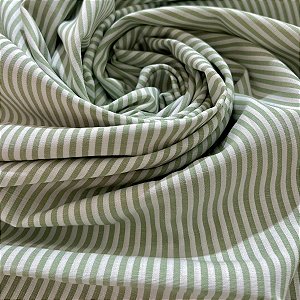 Tecido Tricoline - Listrado Fio Tinto Verde Malva (3 mm) - Tecidos Caldeira - 50 x 150 cm