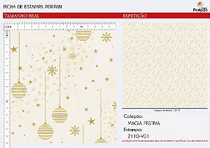 Tecido Tricoline Bolas de Natal - Coleção Magia Festiva - Peripan - 50 x 150 cm