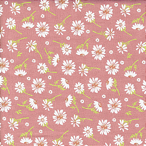 Tecido Tricoline Margaridas Fundo Rosa Chá  - Peripan - 50 x 150 cm