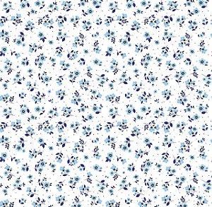 Tecido Tricoline Mini Floral Arabella Azul - Peripan - 50 x 150 cm