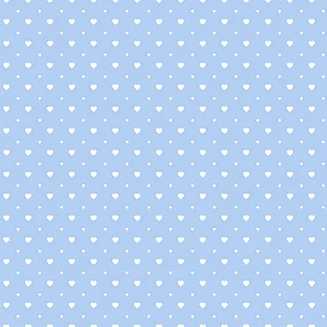 Tecido Tricoline Corações e Poá Fundo Azul  - Peripan - 50 x 150 cm