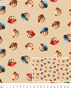 Tecido Tricoline Digital Clube dos Ursos - Coleção Lúdica - Tecidos Caldeira - 50 x 150 cm