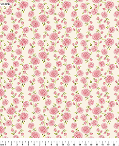 Tecido Tricoline Floral Laila Rosa - Tecidos Caldeira - 50 x 150 cm