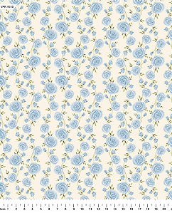 Tecido Tricoline Floral Laila Azul - Tecidos Caldeira - 50 x 150 cm