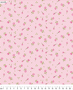 Tecido Tricoline Botões e Poá Rosa - Tecidos Caldeira - 50 x 150 cm
