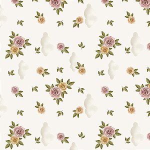 Tecido Tricoline Digital Floral Rogai Por Nós - Fuxicos e Fricotes - 50 x 150 cm