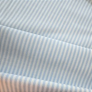 Tecido Tricoline Listrado Fio Tinto Azul Claro (3 mm) - Tecidos Caldeira - 50 x 150 cm