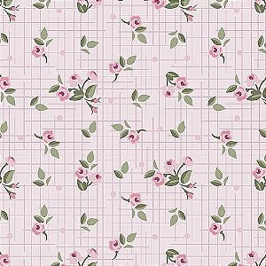 Tecido Tricoline Mini Floral Rosa - Fuxicos e Fricotes - 50 x 150 cm