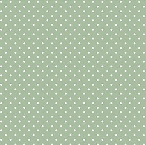 Tecido Tricoline Mini Poá fundo Verde Seco (Menta) - Tecidos Caldeira - 50 x 150 cm